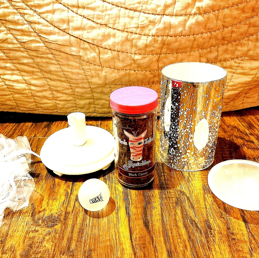 Pink Zebra Mosaic Glass Fragrance Warmer Set